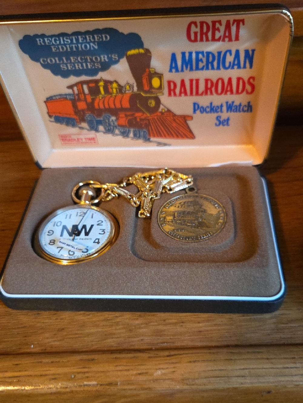 Vintage Gold-Tone Men’s Pocket Watch Set - Great American Railroads Series